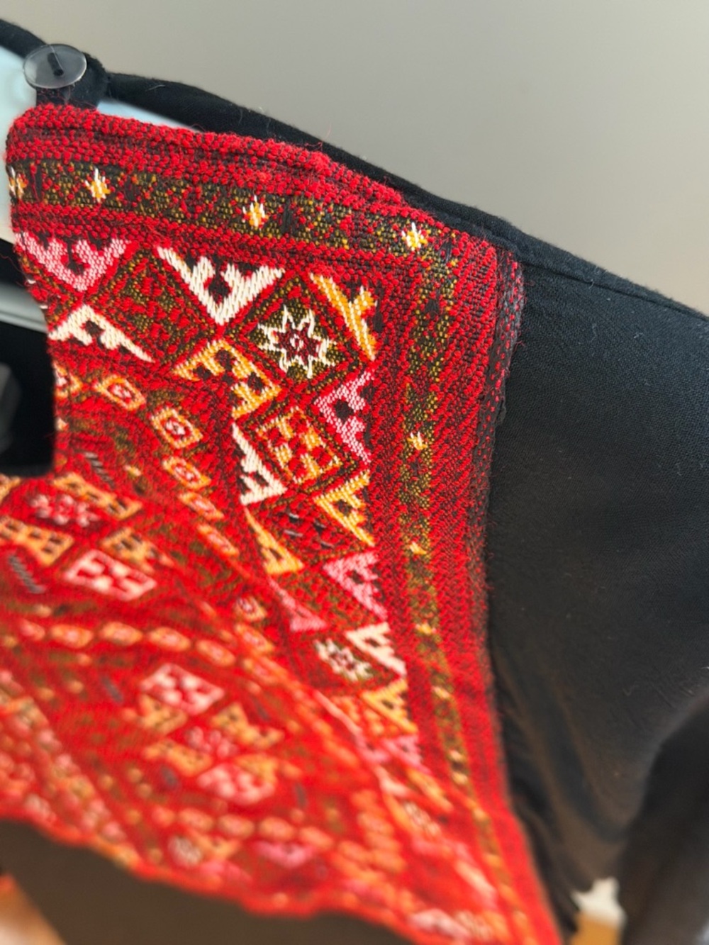 Vintage Long Blouse with Red Embroidered Panel - Picture 6 of 11